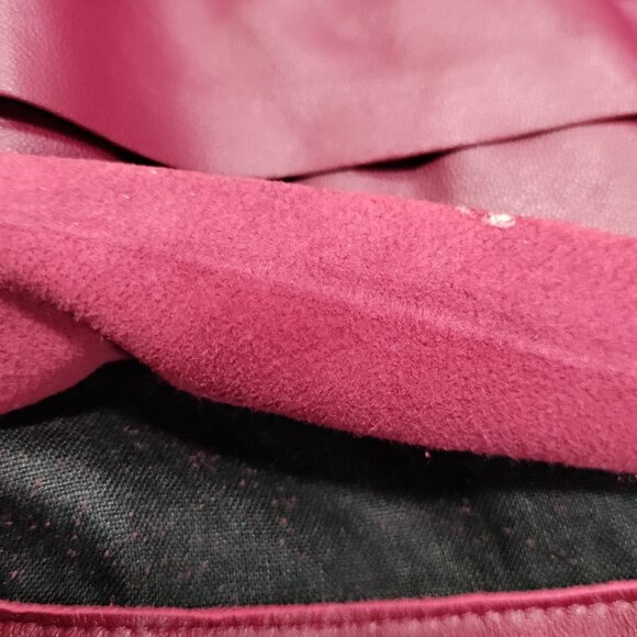 Lafayette 148 New York Burgundy 100% Leather Open Front Layered Jacket Size 6 - Picture 7 of 15